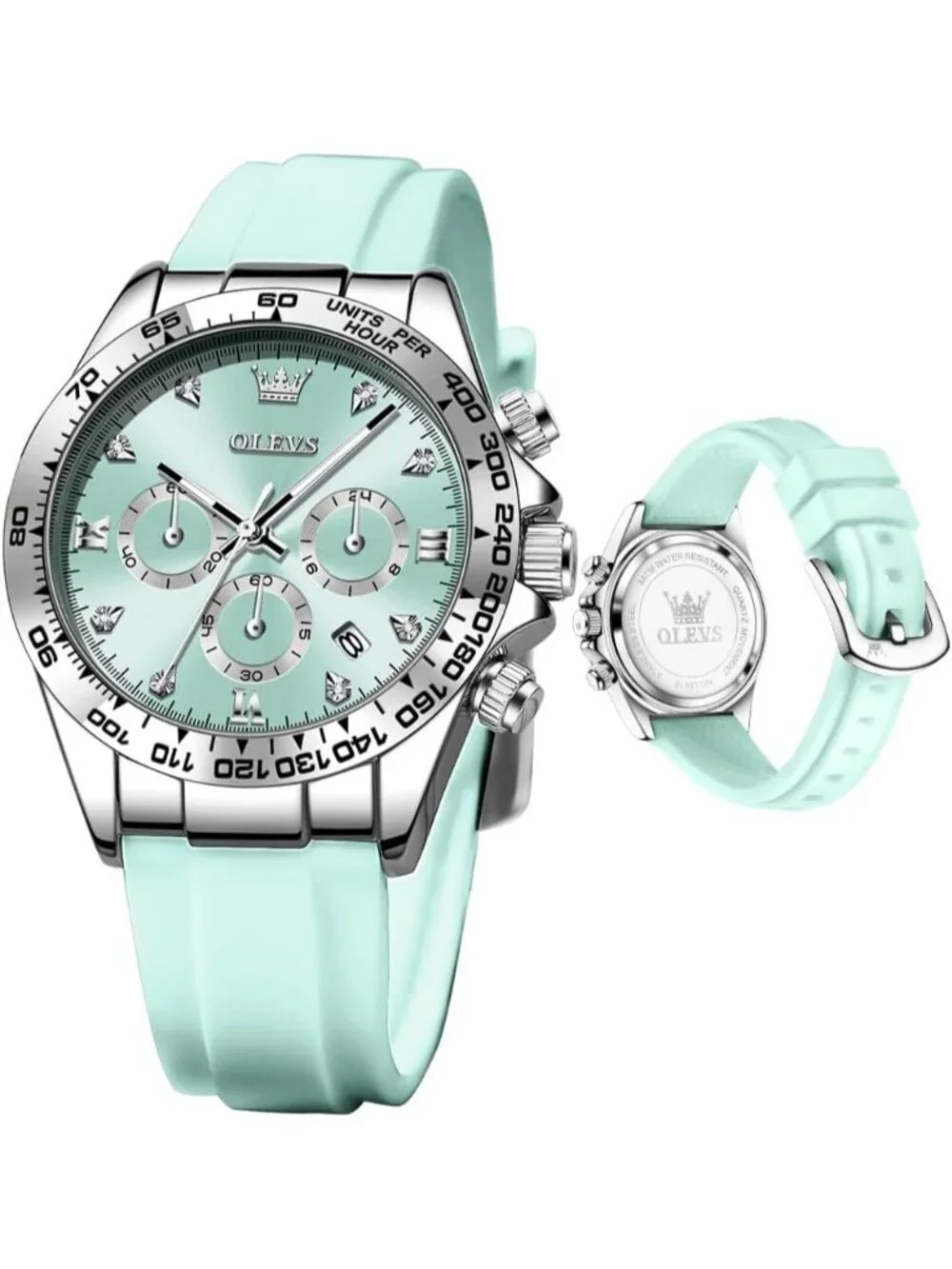 Women's Blue Stainless Steel Bracelet Waterproof Dress Luxury Analog Wrist Watch